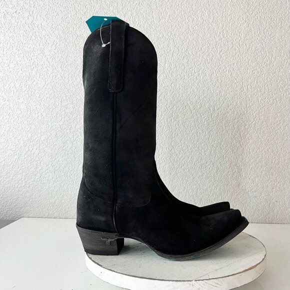 Lane EMMA JANE Womens Cowboy Boots 9 Black Suede Western Cowgirl Mid Calf Tall - Picture 2 of 13